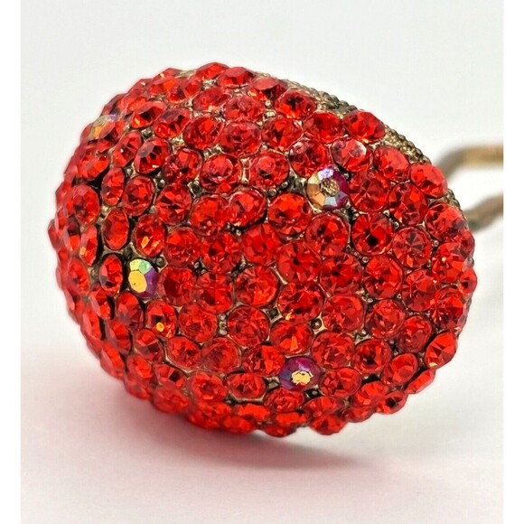 Vintage SOHO Signed‎ Hair Stick Red Crystal Mushroom Jewelry Gold Tone Metal HTF - Picture 2 of 16